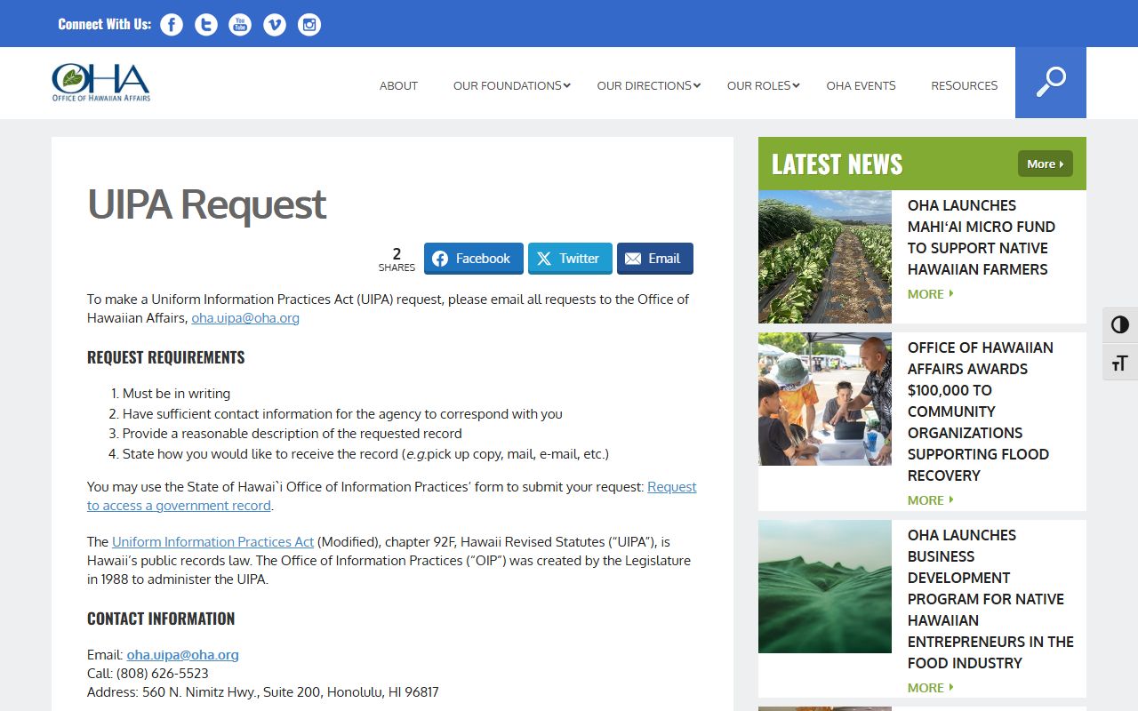 Mililani Mauka UIPA public records access for sex offender information