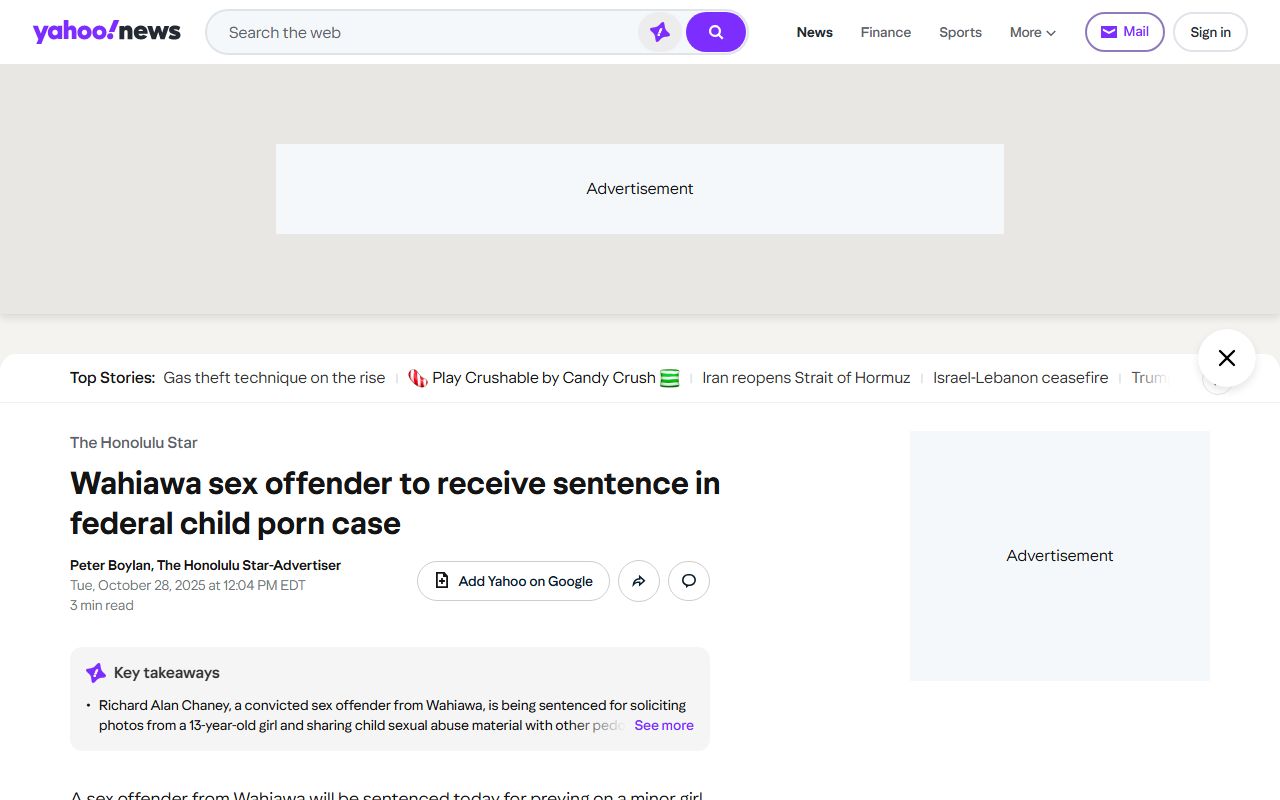 Wahiawa sex offender case sentencing and Hawaii registration requirements