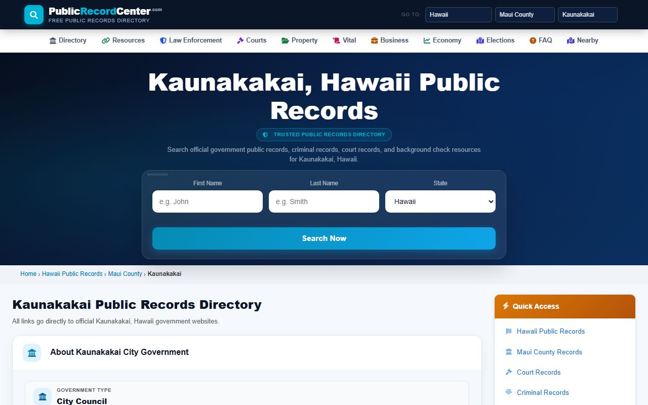Molokai Police Station information serving Kalawao County sex offender registration