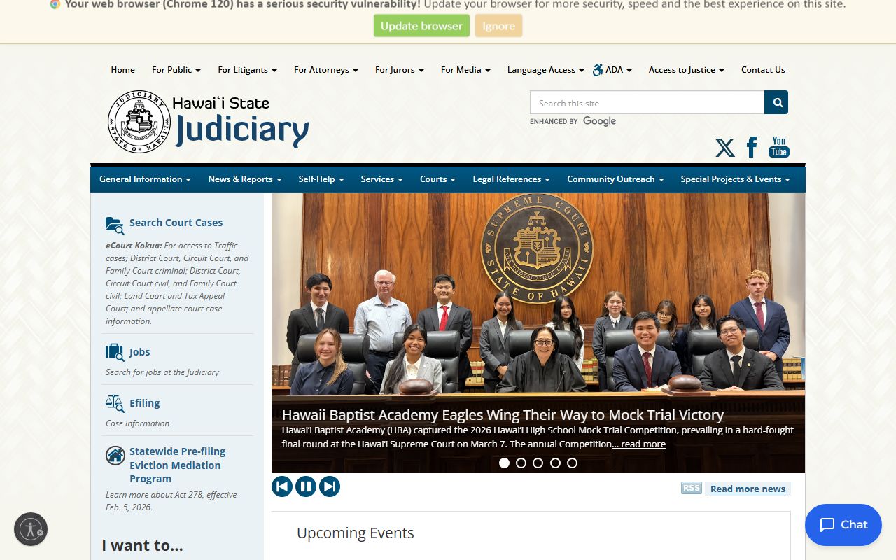 Hawaii State Judiciary eCourt Kokua court case search system