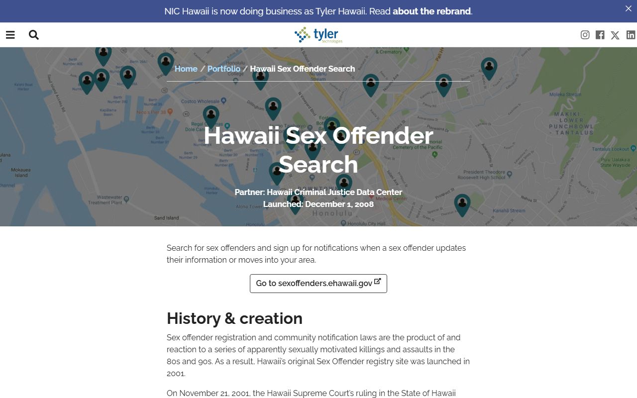 Tyler Hawaii sex offender search tool project details and functionality